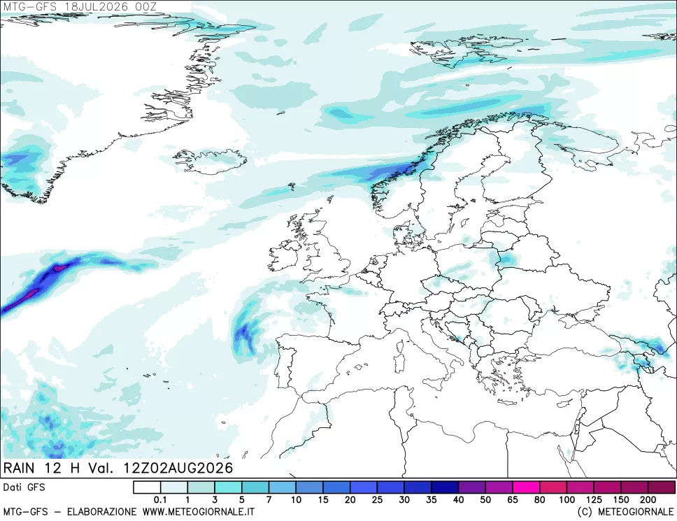 mappa GFS: Precipitazioni 12 ore precedenti