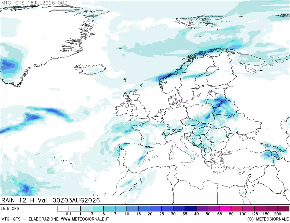 mappa GFS: Precipitazioni 12 ore precedenti