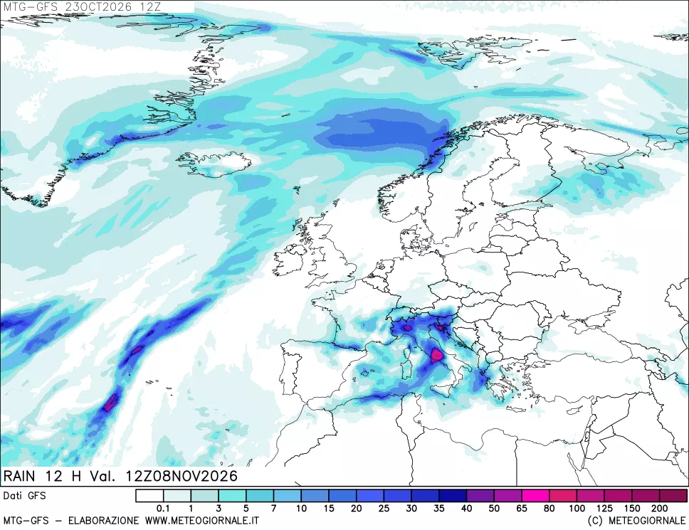 mappa GFS: Precipitazioni 12 ore precedenti