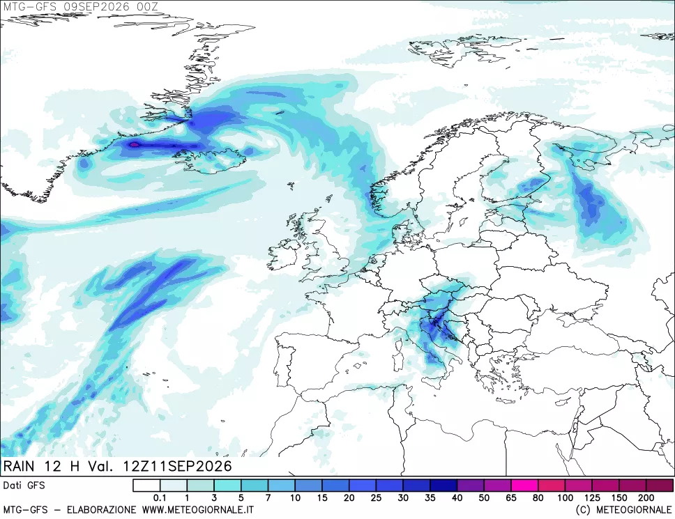 mappa GFS: Precipitazioni 12 ore precedenti