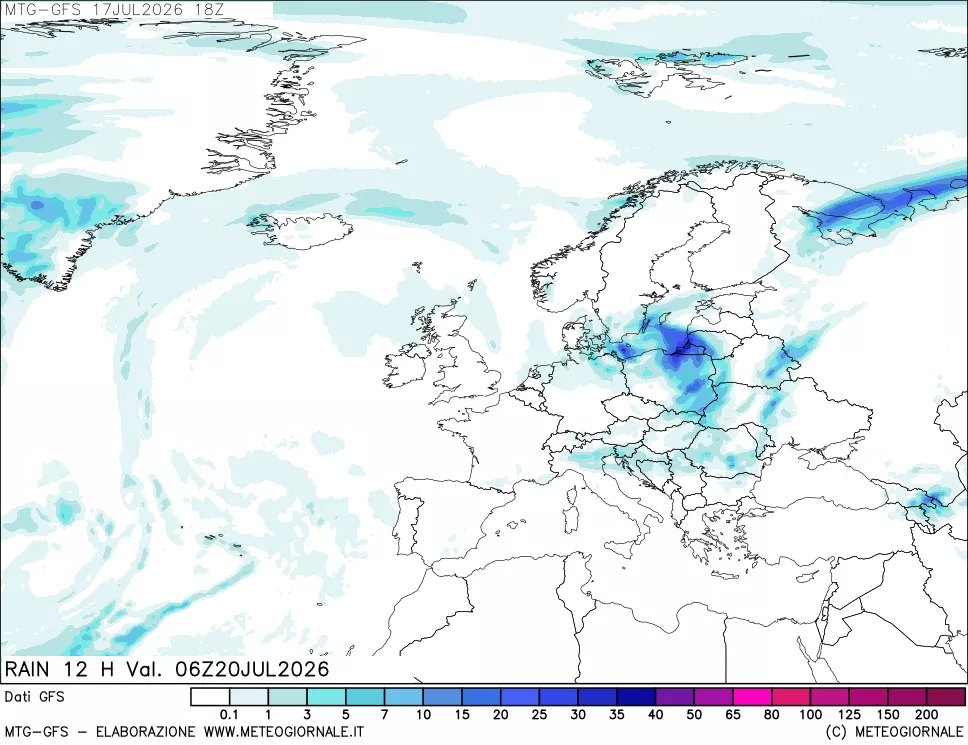 mappa GFS: Precipitazioni 12 ore precedenti