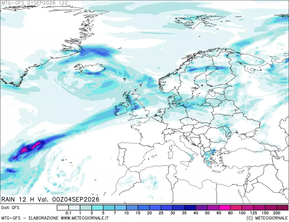 mappa GFS: Precipitazioni 12 ore precedenti