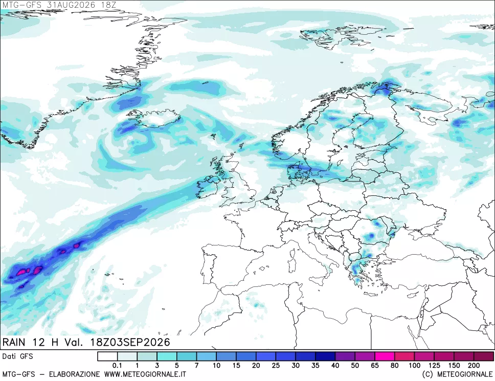 mappa GFS: Precipitazioni 12 ore precedenti