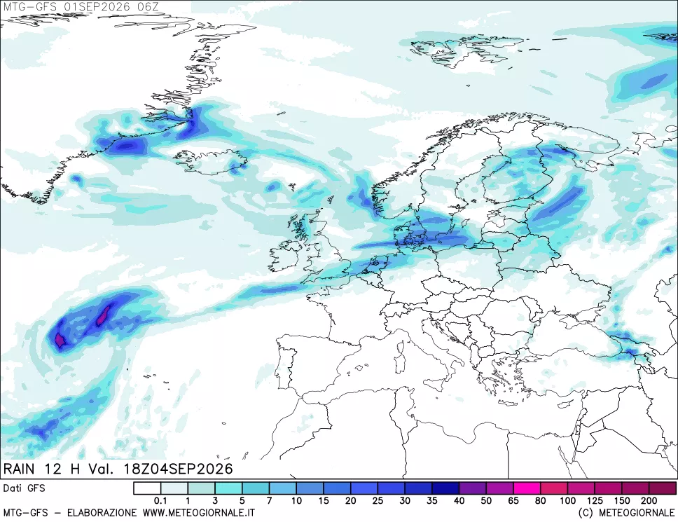 mappa GFS: Precipitazioni 12 ore precedenti