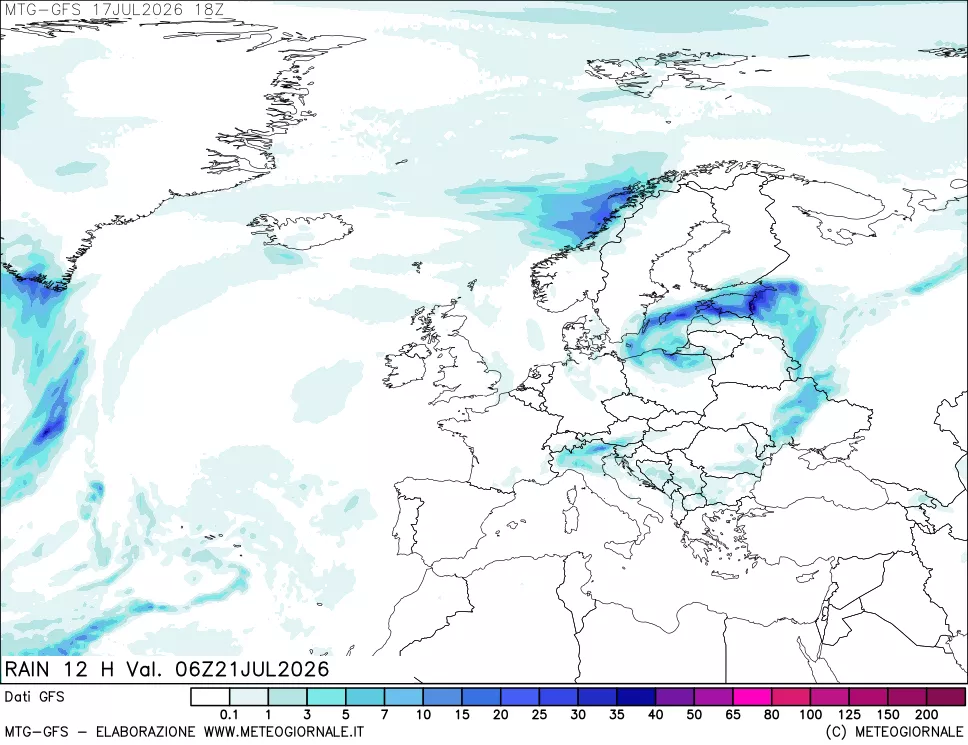mappa GFS: Precipitazioni 12 ore precedenti