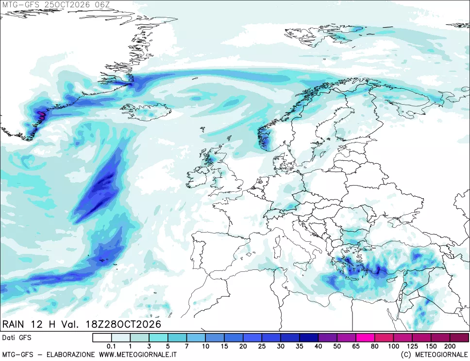 mappa GFS: Precipitazioni 12 ore precedenti