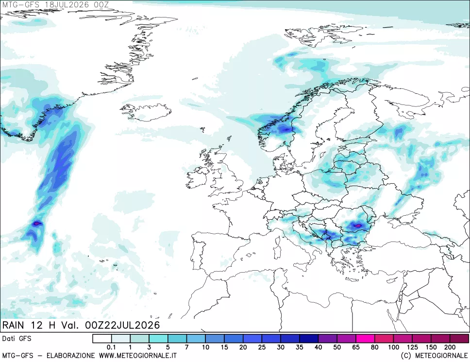 mappa GFS: Precipitazioni 12 ore precedenti