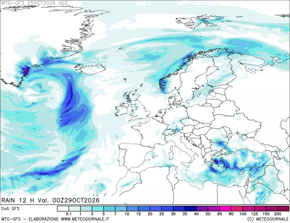 mappa GFS: Precipitazioni 12 ore precedenti