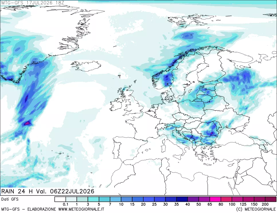 mappa GFS: Precipitazioni 24 ore precedenti