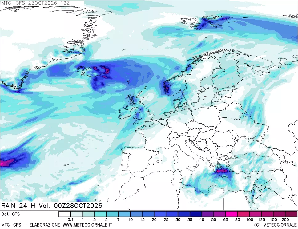 mappa GFS: Precipitazioni 24 ore precedenti