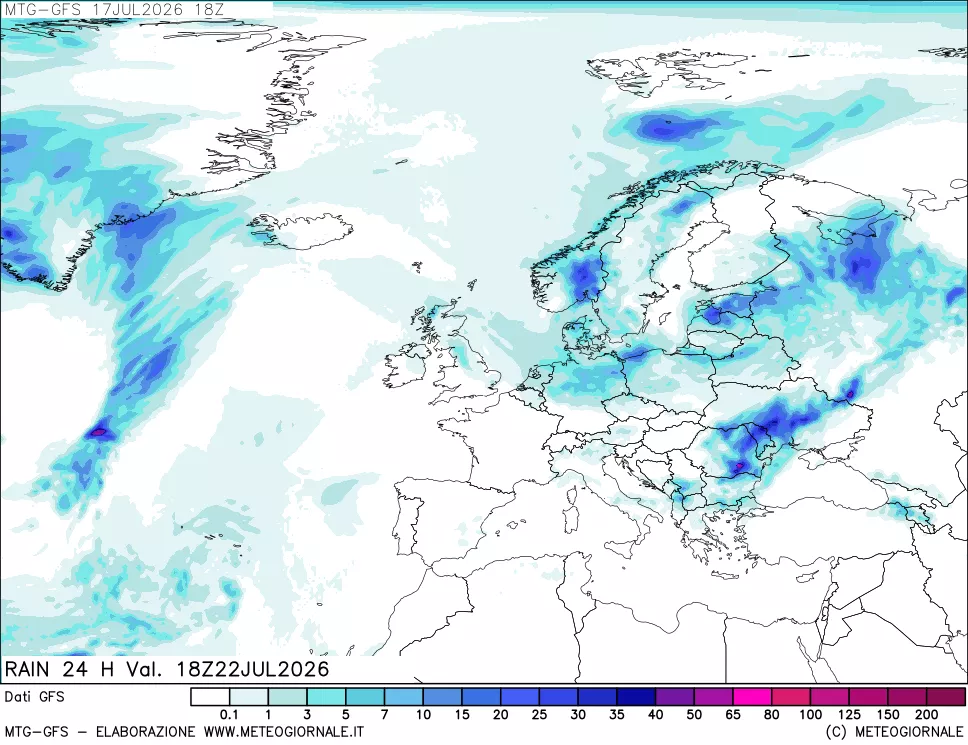 mappa GFS: Precipitazioni 24 ore precedenti