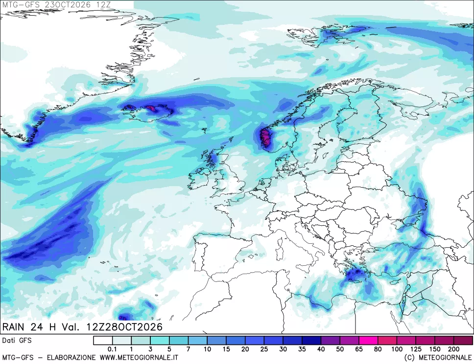 mappa GFS: Precipitazioni 24 ore precedenti