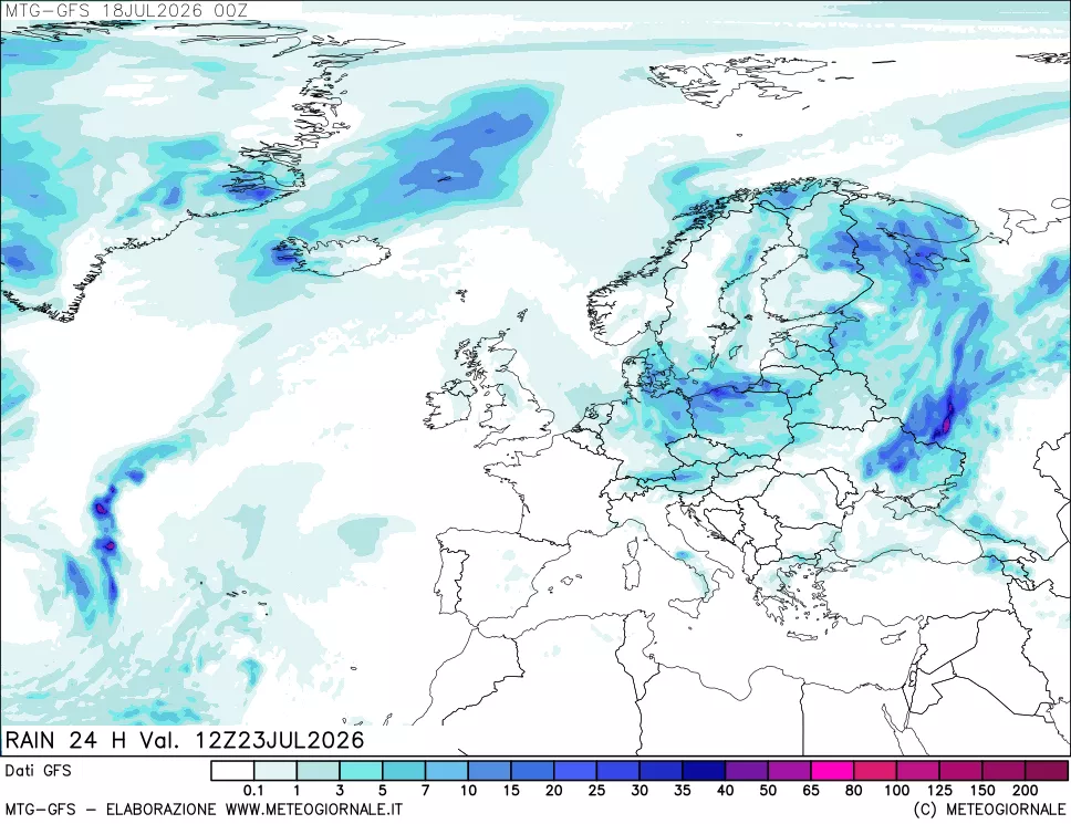 mappa GFS: Precipitazioni 24 ore precedenti