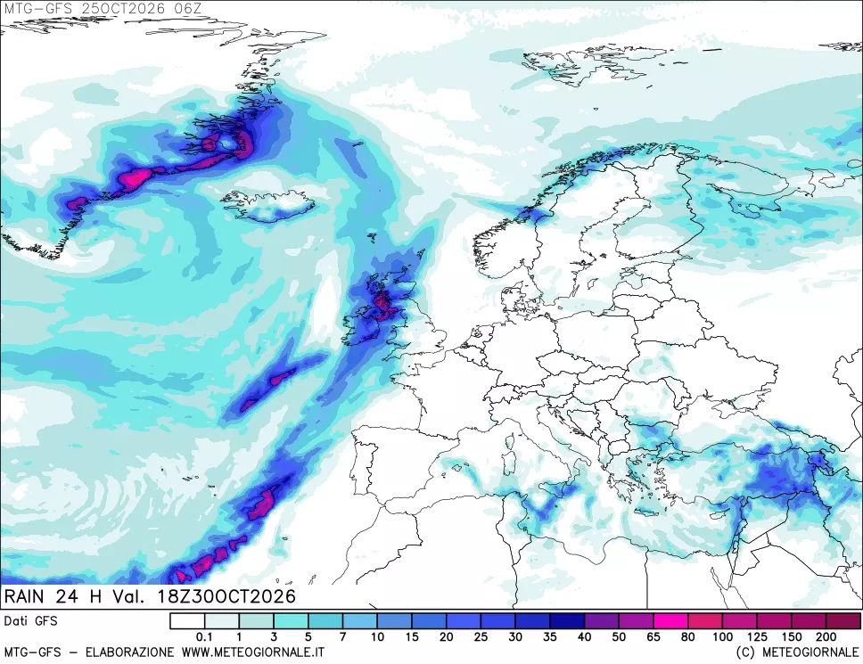 mappa GFS: Precipitazioni 24 ore precedenti