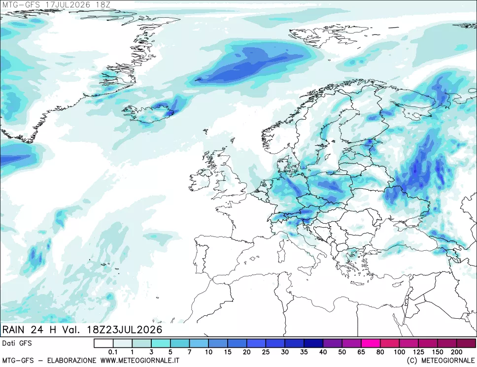 mappa GFS: Precipitazioni 24 ore precedenti