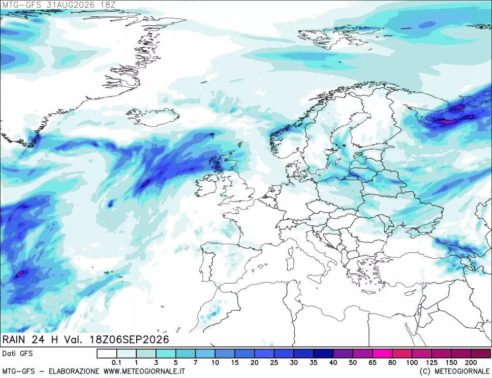 mappa GFS: Precipitazioni 24 ore precedenti