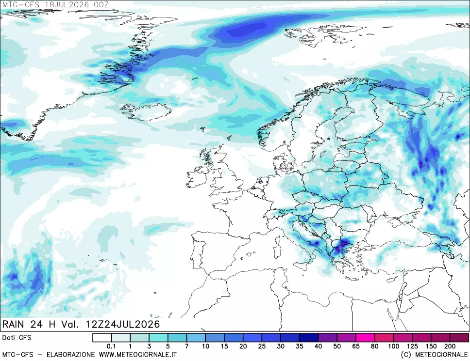mappa GFS: Precipitazioni 24 ore precedenti