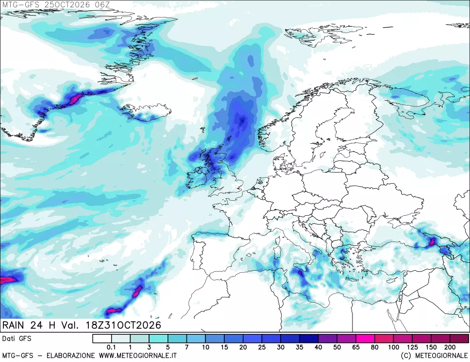 mappa GFS: Precipitazioni 24 ore precedenti