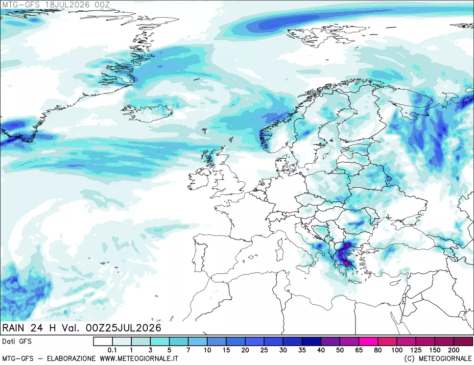 mappa GFS: Precipitazioni 24 ore precedenti