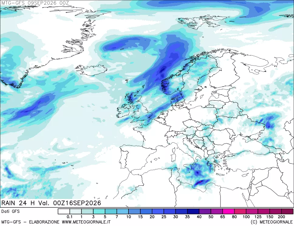 mappa GFS: Precipitazioni 24 ore precedenti