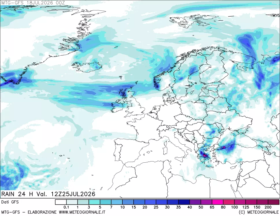 mappa GFS: Precipitazioni 24 ore precedenti