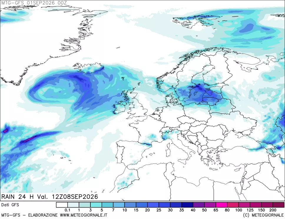 mappa GFS: Precipitazioni 24 ore precedenti
