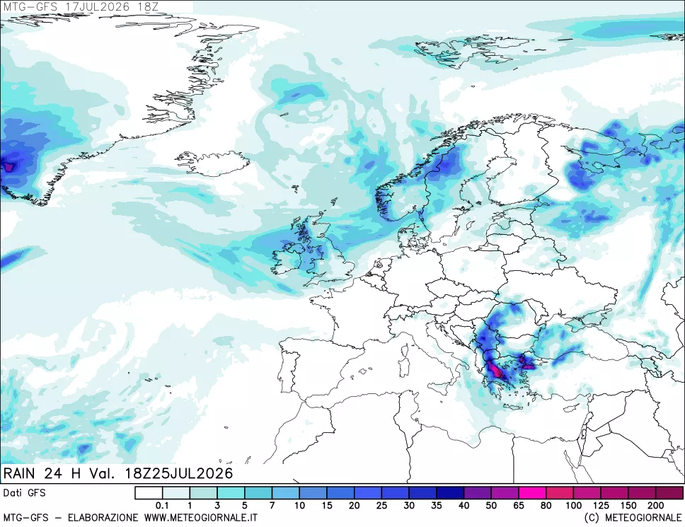 mappa GFS: Precipitazioni 24 ore precedenti
