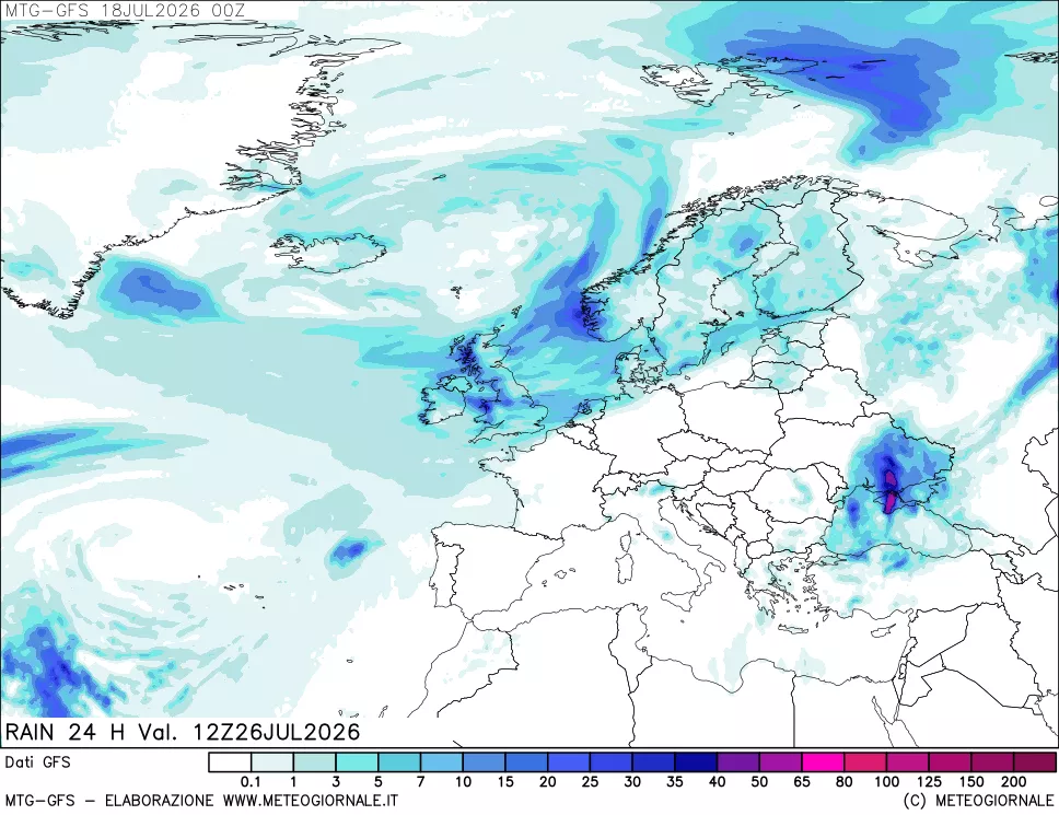 mappa GFS: Precipitazioni 24 ore precedenti