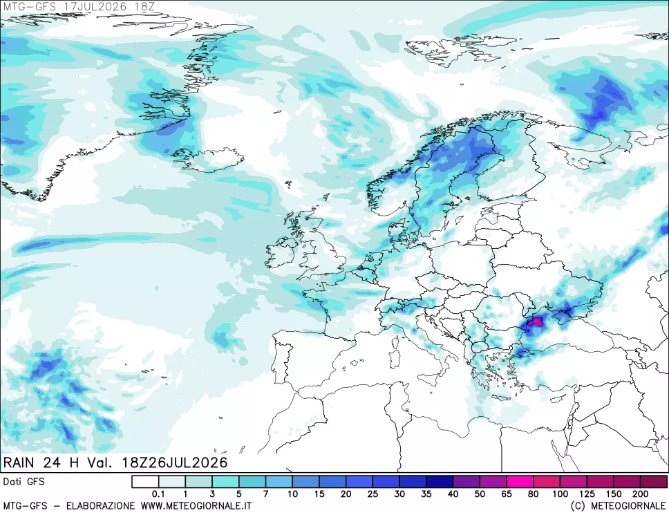 mappa GFS: Precipitazioni 24 ore precedenti