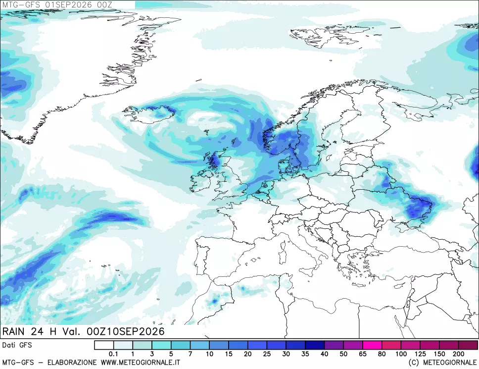 mappa GFS: Precipitazioni 24 ore precedenti