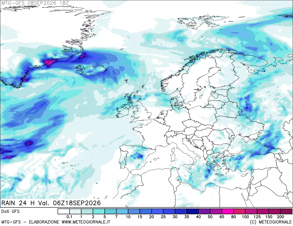mappa GFS: Precipitazioni 24 ore precedenti