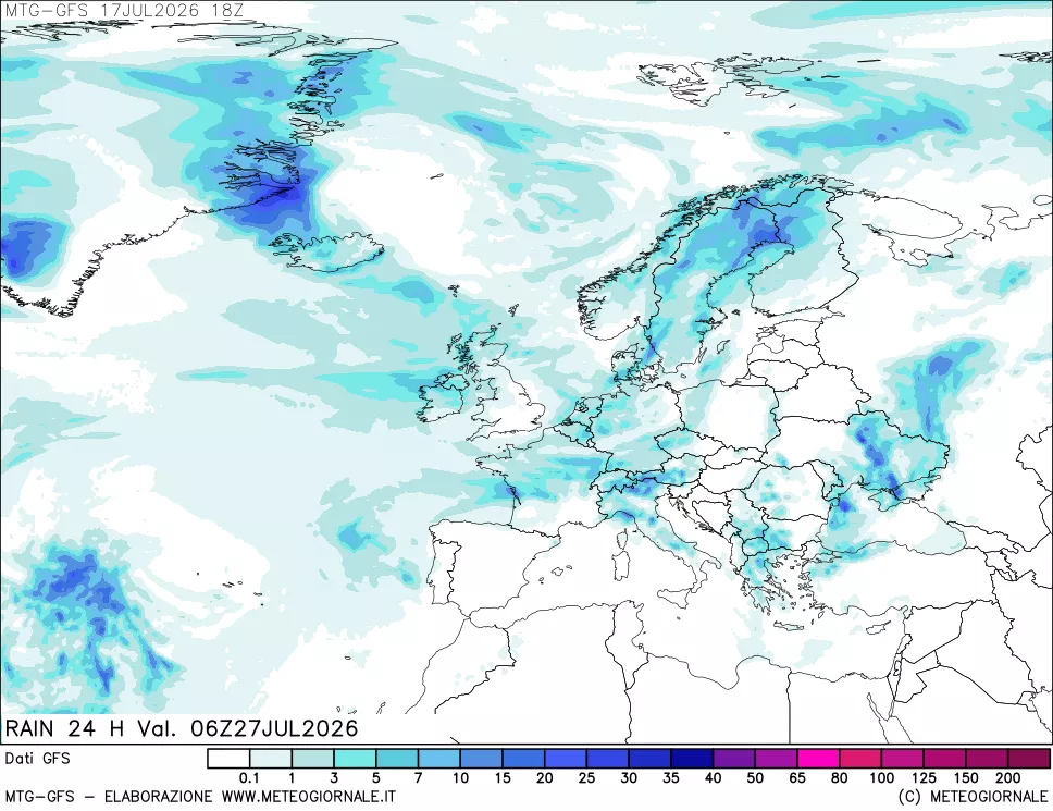 mappa GFS: Precipitazioni 24 ore precedenti