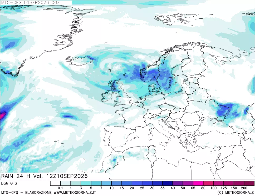 mappa GFS: Precipitazioni 24 ore precedenti
