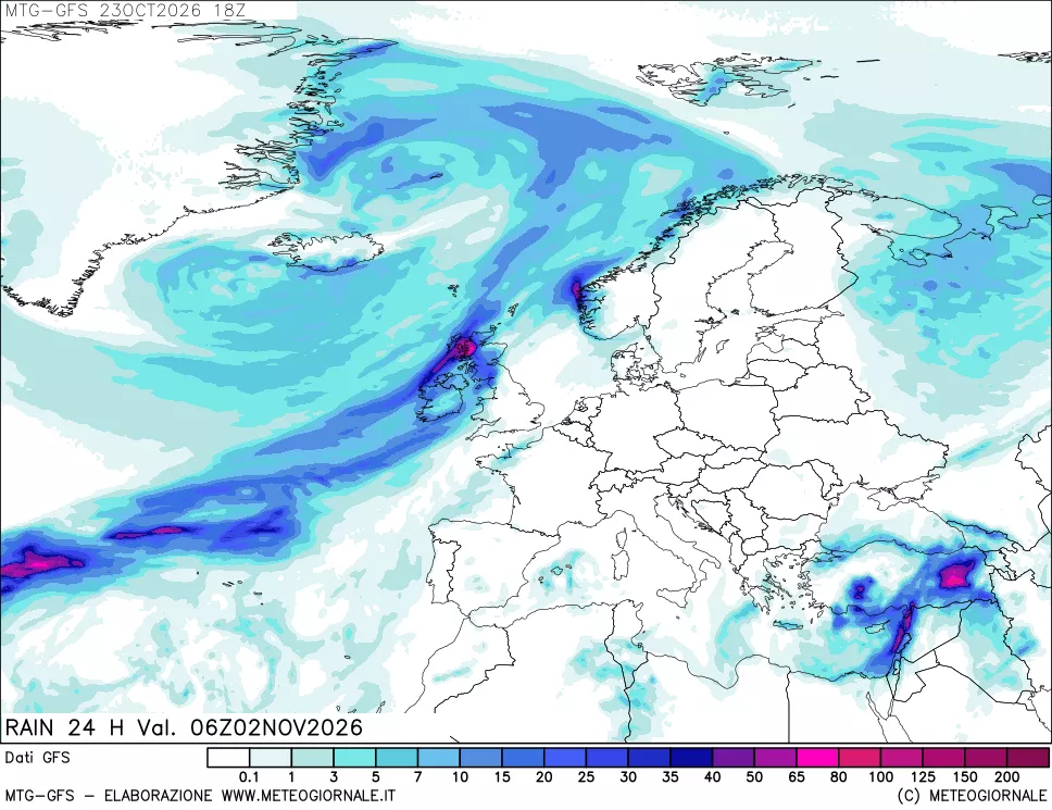 mappa GFS: Precipitazioni 24 ore precedenti