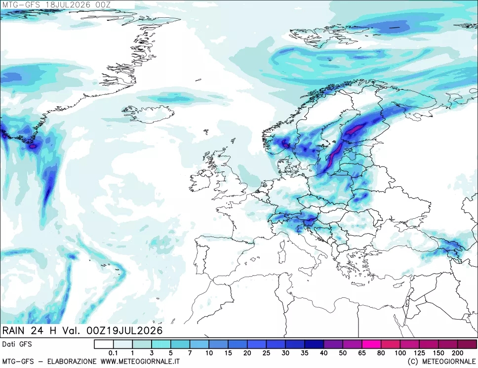 mappa GFS: Precipitazioni 24 ore precedenti