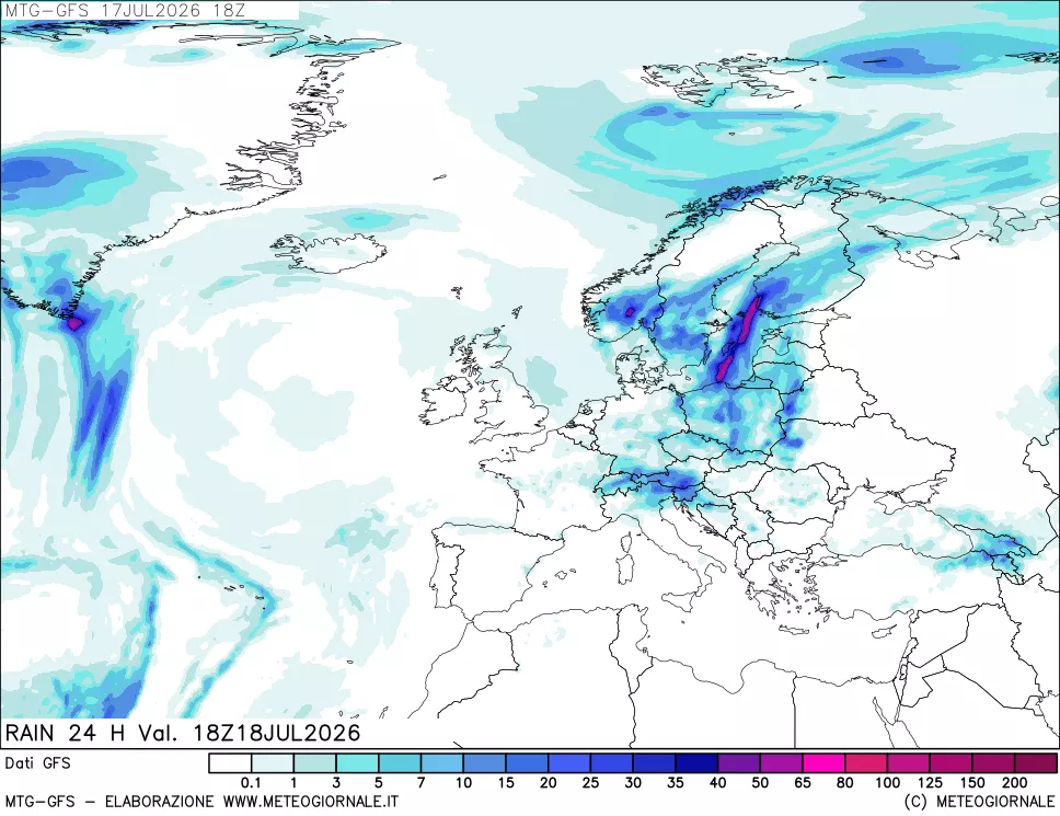 mappa GFS: Precipitazioni 24 ore precedenti