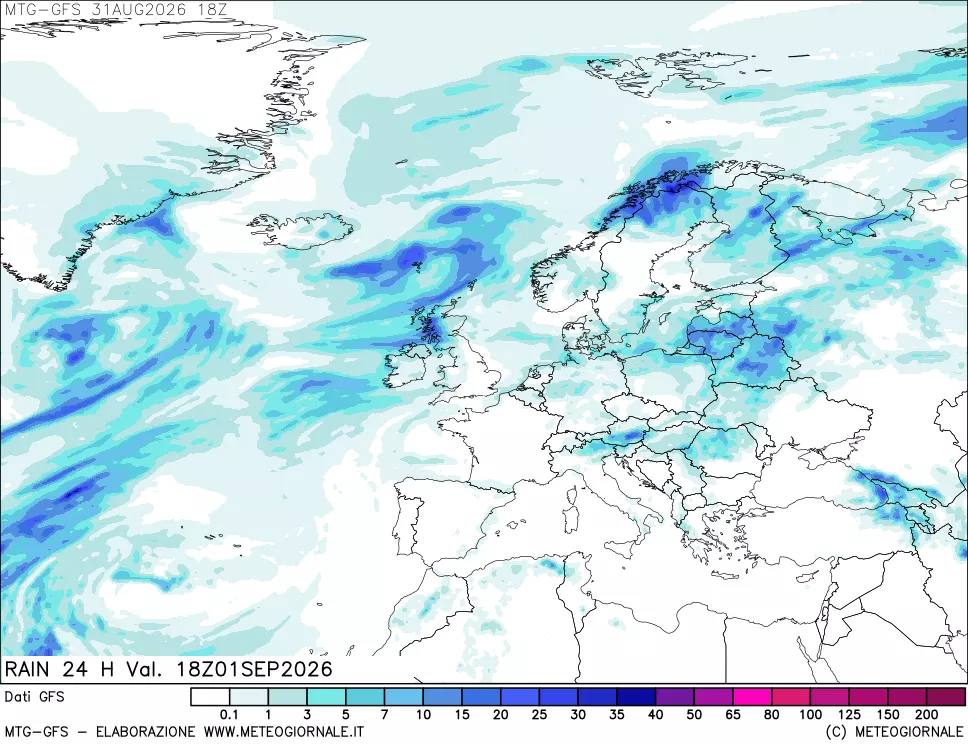 mappa GFS: Precipitazioni 24 ore precedenti