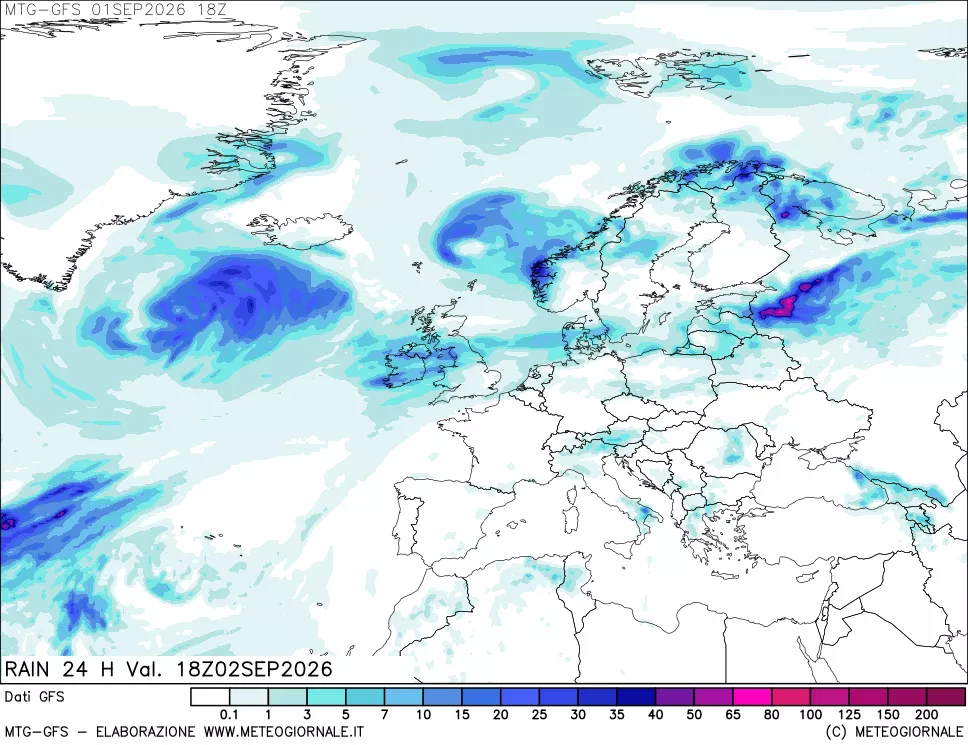 mappa GFS: Precipitazioni 24 ore precedenti