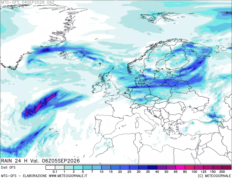 mappa GFS: Precipitazioni 24 ore precedenti