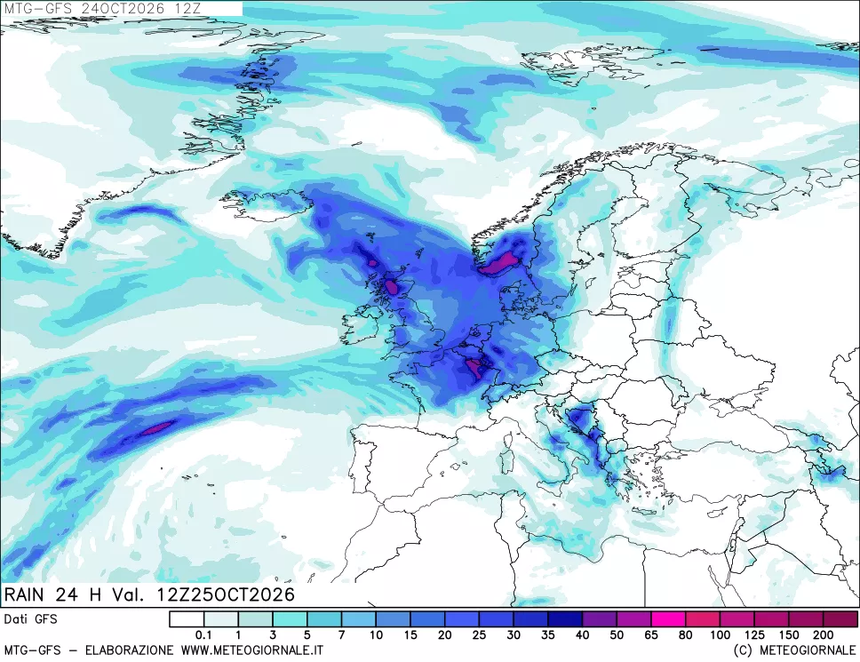 mappa GFS: Precipitazioni 24 ore precedenti