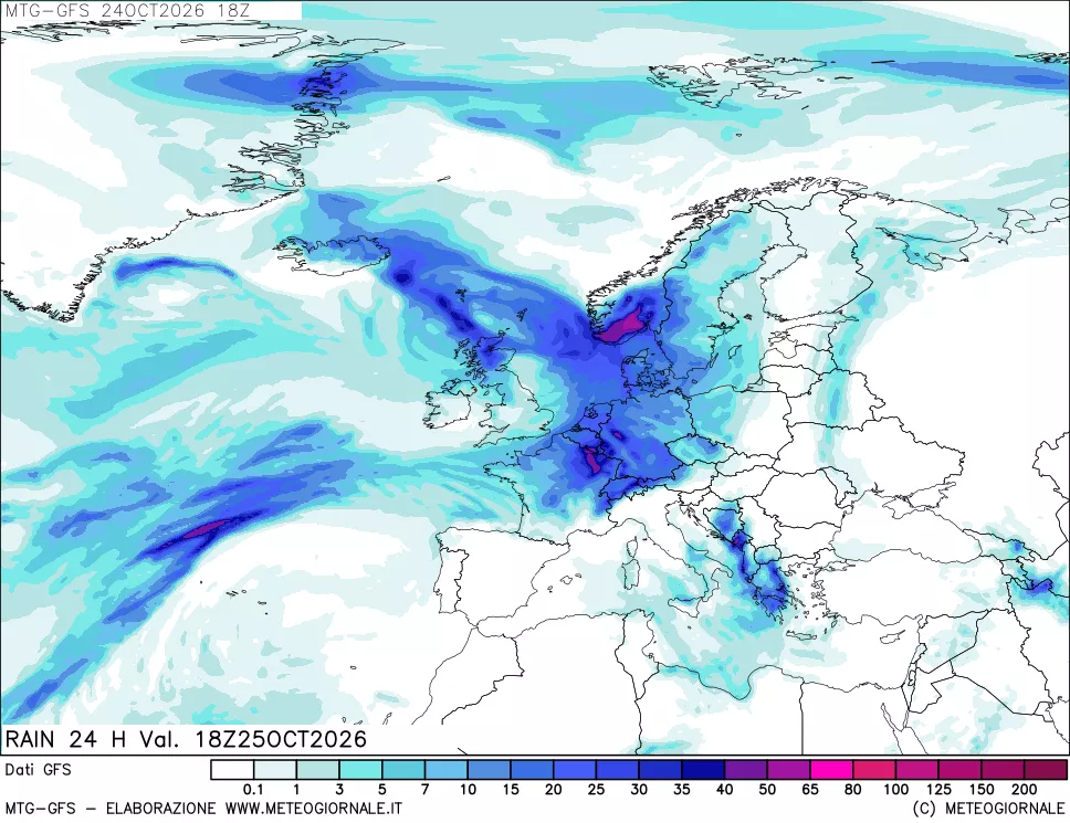 mappa GFS: Precipitazioni 24 ore precedenti