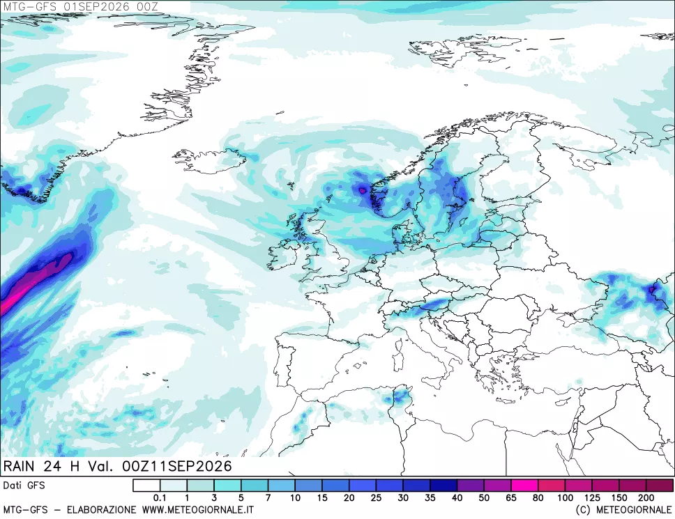 mappa GFS: Precipitazioni 24 ore precedenti