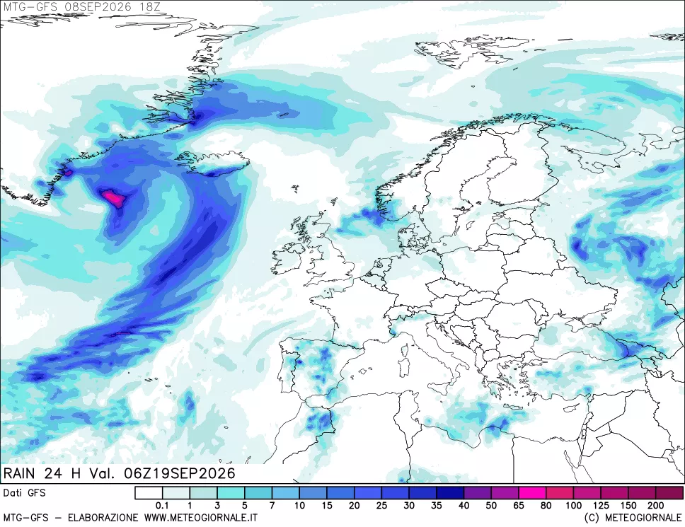 mappa GFS: Precipitazioni 24 ore precedenti