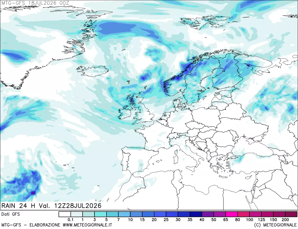 mappa GFS: Precipitazioni 24 ore precedenti
