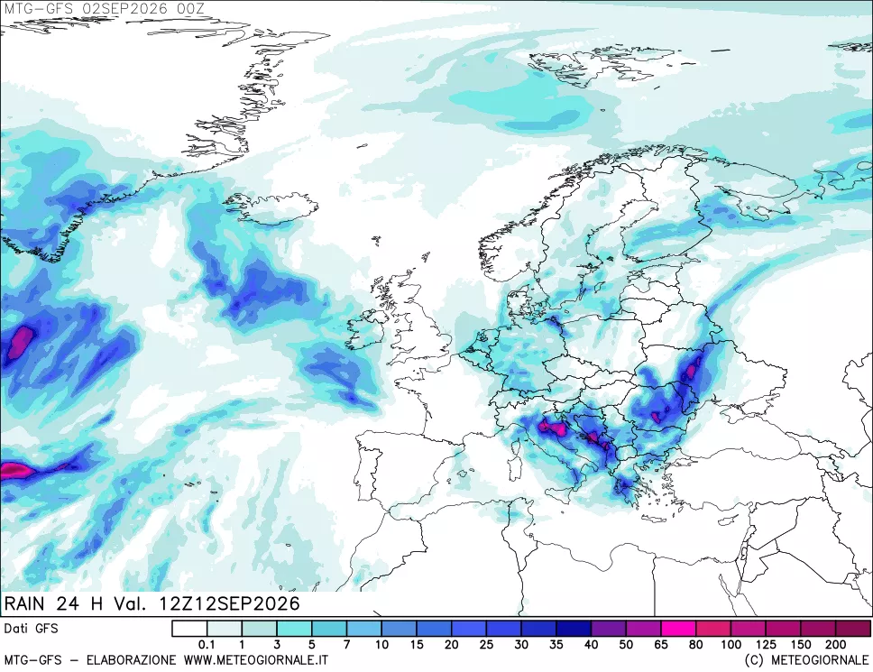 mappa GFS: Precipitazioni 24 ore precedenti