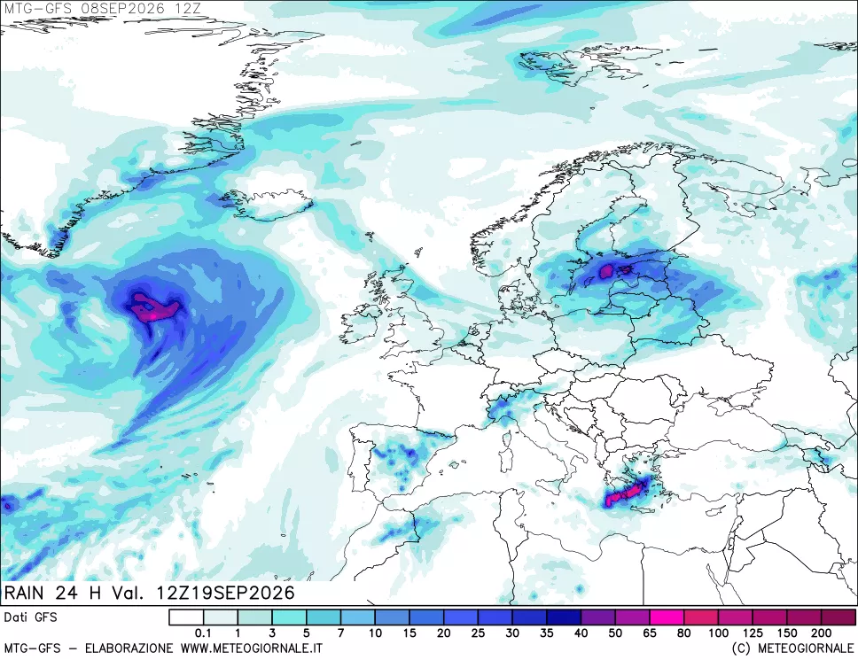 mappa GFS: Precipitazioni 24 ore precedenti