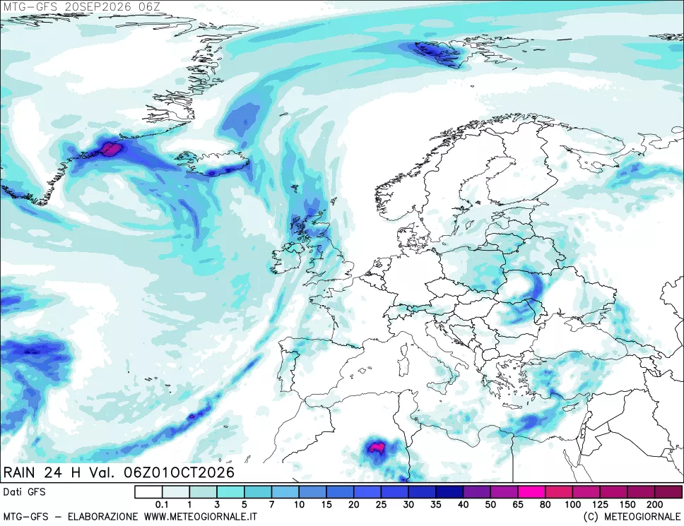 mappa GFS: Precipitazioni 24 ore precedenti