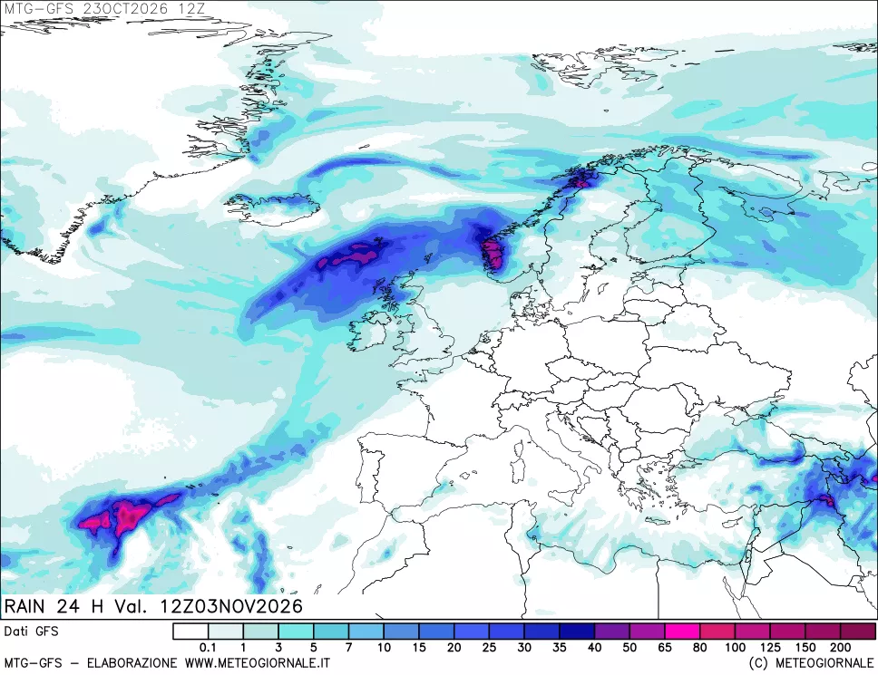 mappa GFS: Precipitazioni 24 ore precedenti