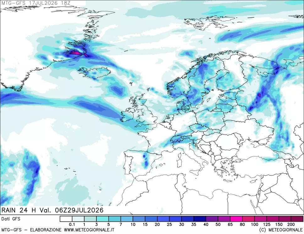 mappa GFS: Precipitazioni 24 ore precedenti