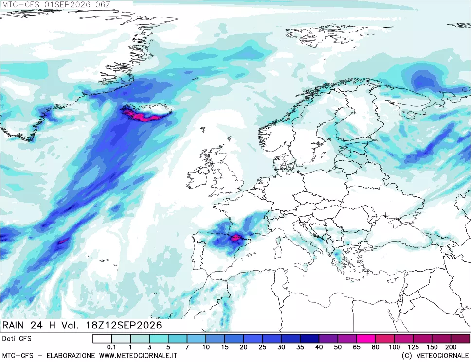 mappa GFS: Precipitazioni 24 ore precedenti